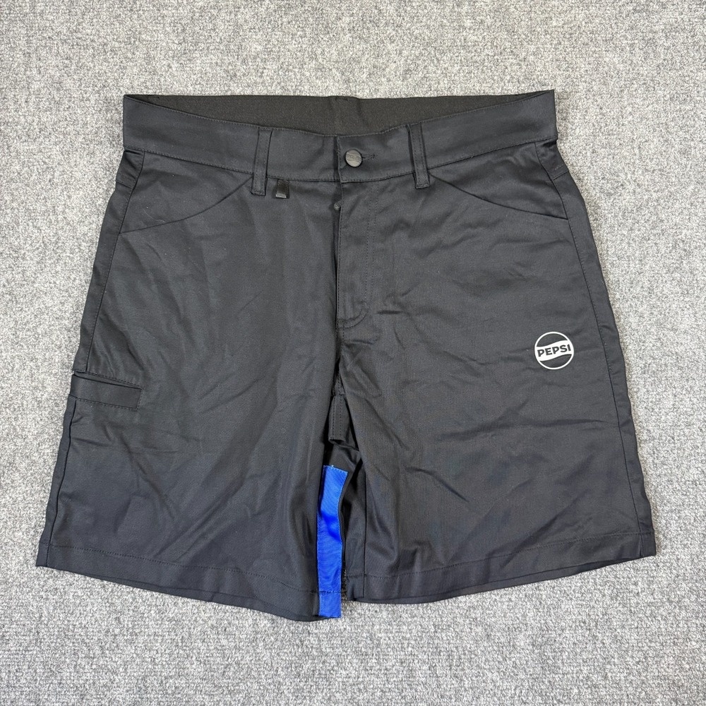 Pepsi Work Shorts Mens 32 Black Pep+ Logo Cargo Utility Uniform Stretch Workwear